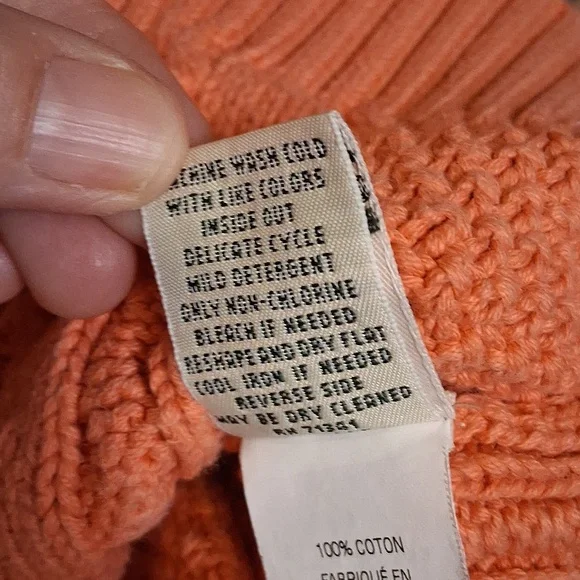 L.L. Bean  Orange Cable Knit Crewneck Pullover Sweater Item Id 280394 Size Small - Picture 4 of 6